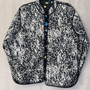 Unique Satin Quilted Jacket Reversible Mandarin‎ Style Collar Women's Size L